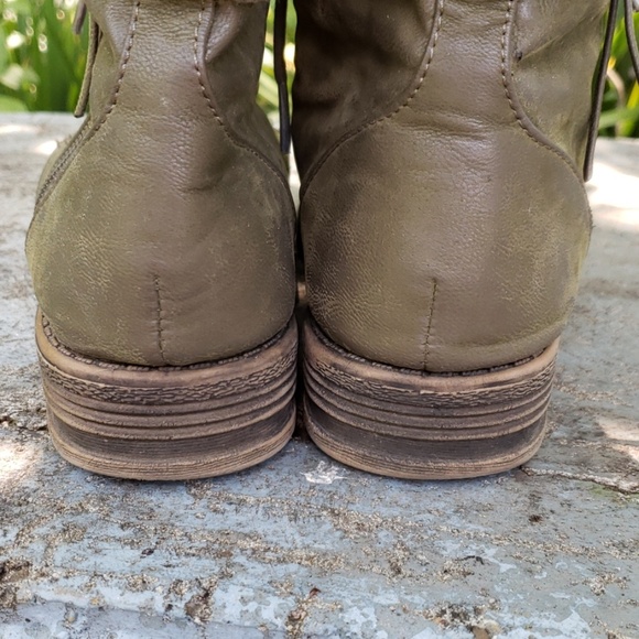 Lace Up Green Combat Moto Ankle Boots Booties 7.5 - Picture 5 of 7